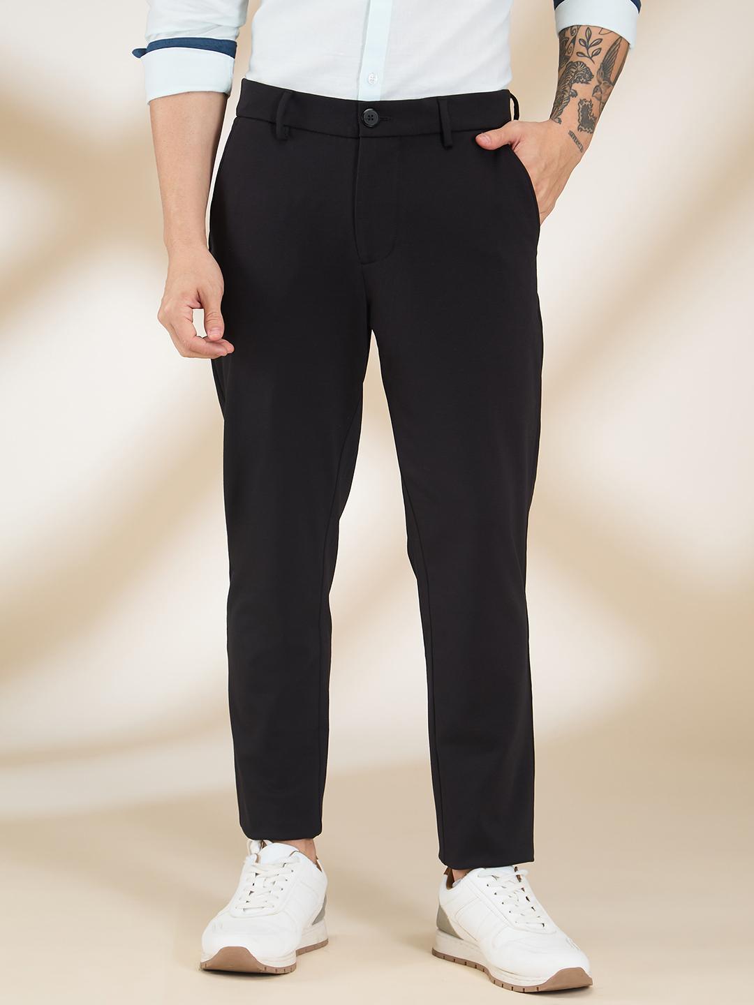 Black Cropped Fit Chinos For Men By Being Human Clothing