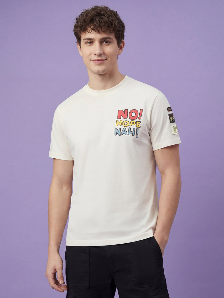 Ecru Easy Fit Men's Short Sleeves Round Neck T-Shirt by Being Human Clothing 
