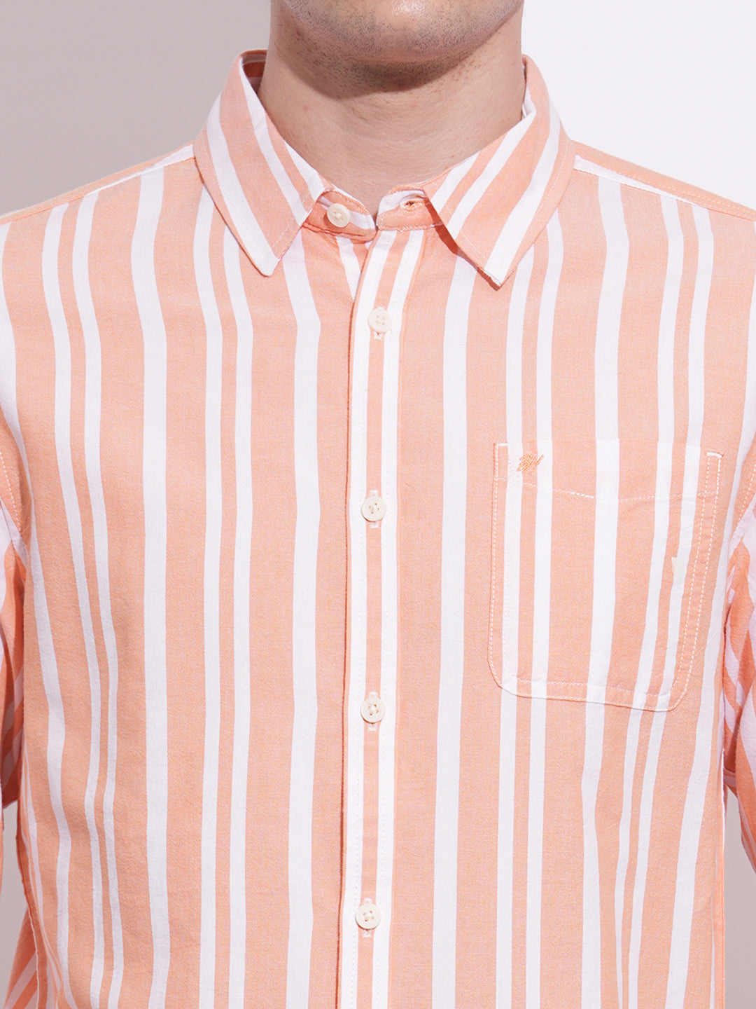 Orange Regular Fit Regular Collar Men's Shirt by Being Human Clothing