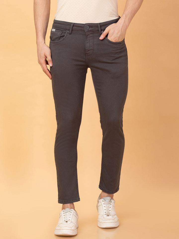 Grey Argon-Cropped fit Denims for Men by Being Human Clothing