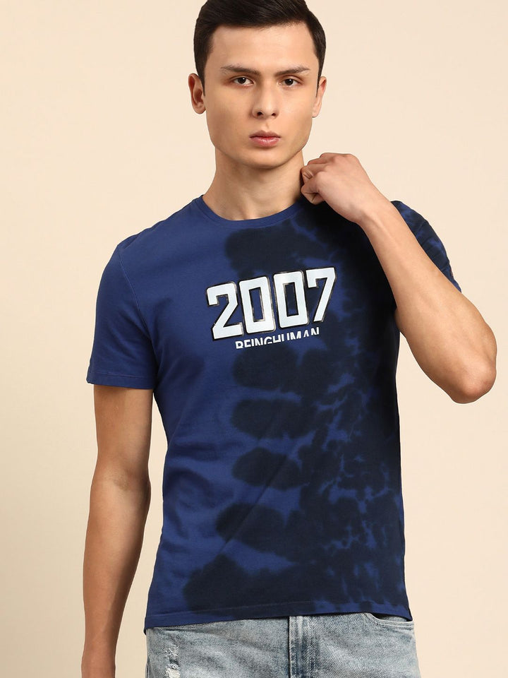 Surf Blue Regular Fit Round Neck Men's T-Shirt by Being Human Clothing