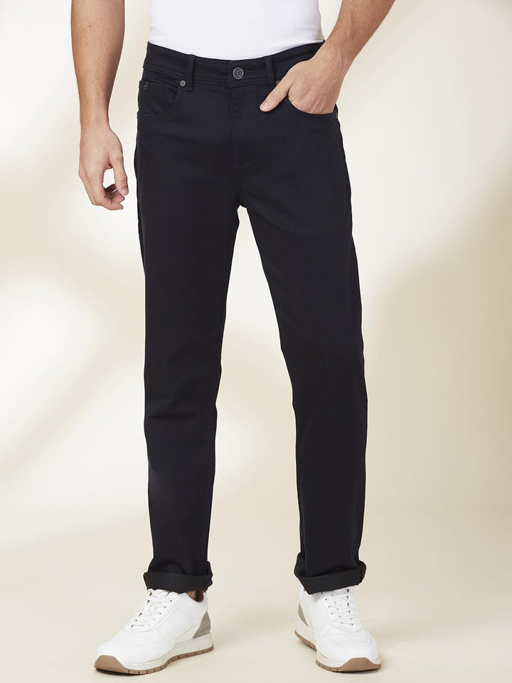 Navy Straight Fit Denims For Men By Being Human Clothing