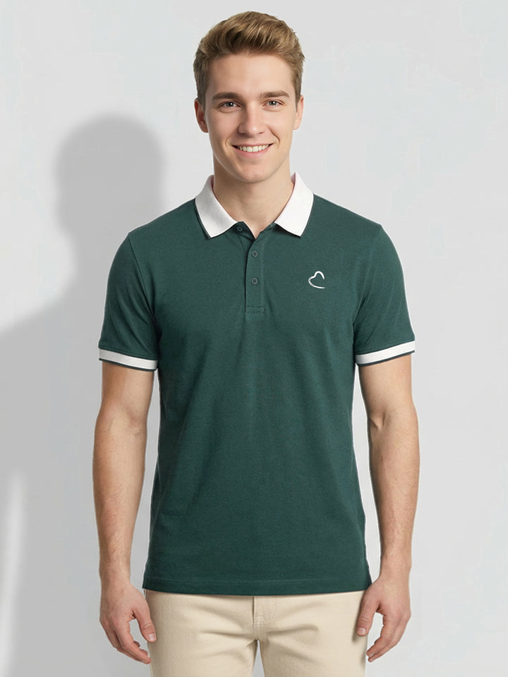 Green Moderno Fit Men's Short Sleeves Polo T-Shirt by Being Human Clothing
