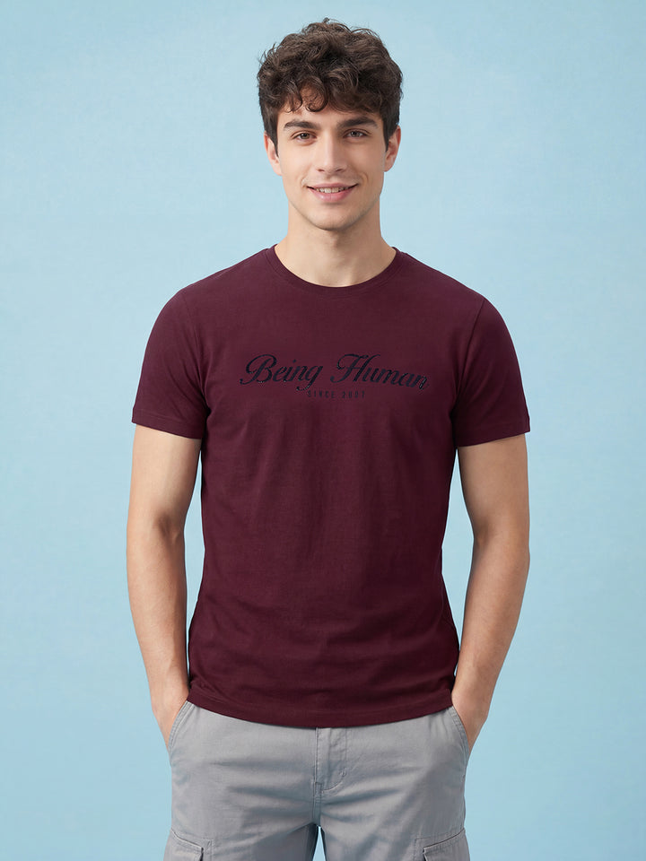 Wine Moderno Fit Men's Short Sleeves Crew Neck T-Shirt Â 