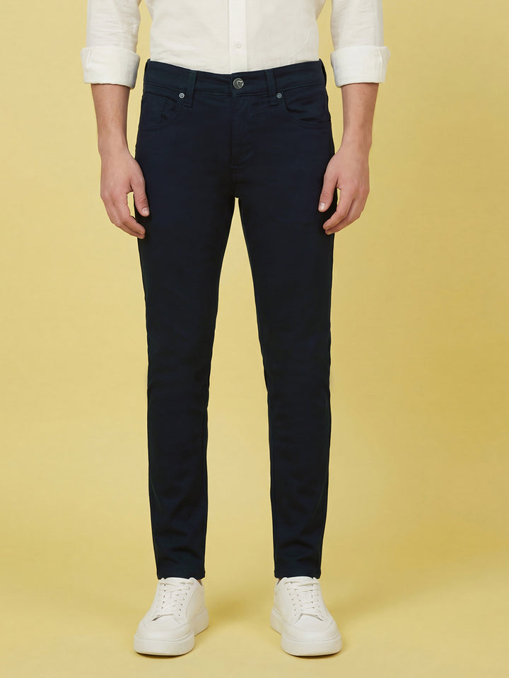 Navy Blue Skinny Fit Men's Mid Rise Jeans Â 