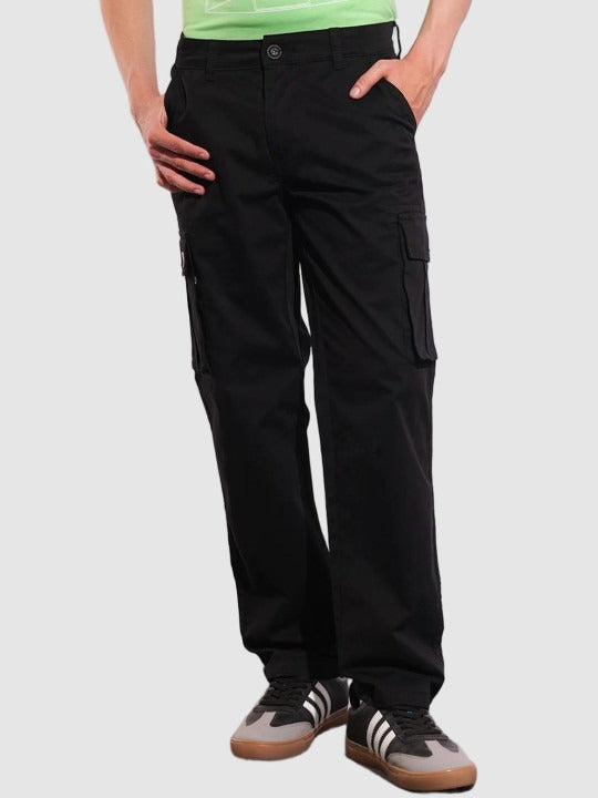 Black Slim Fit Men's Cargos by Being Human Clothing