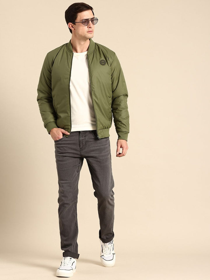 Green Regular Fit Long Sleeves Men's Jacket