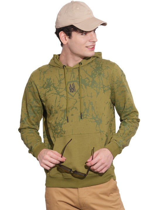 Green Regular Fit  Long Sleeves Men's Hoodie by Being Human Clothing