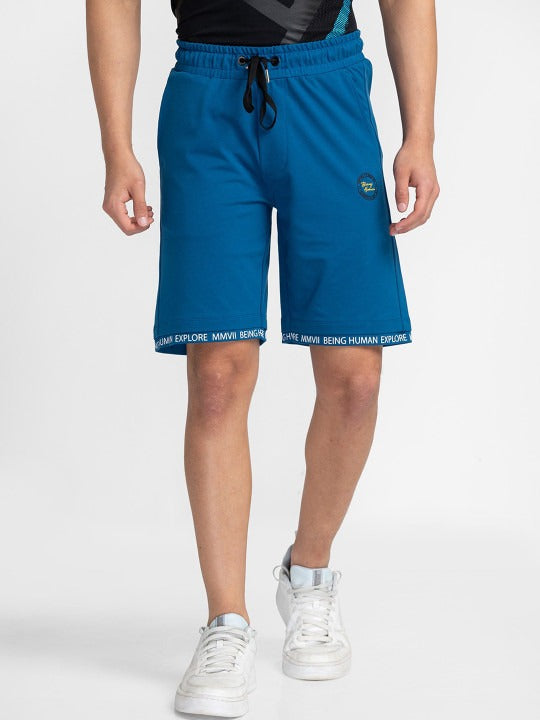 Blue Regular Fit Shorts For Men By Being Human Clothing