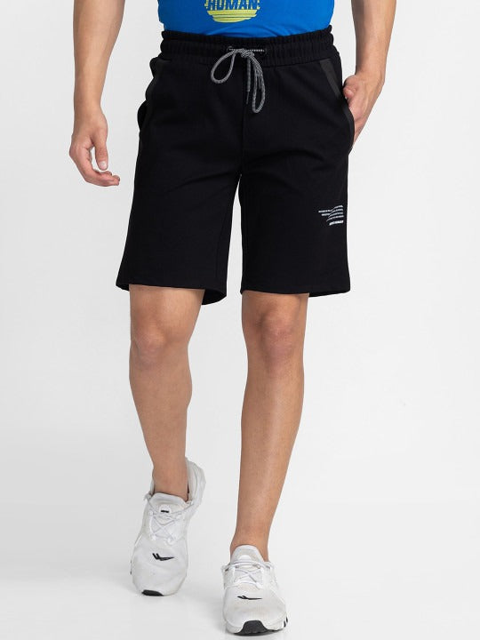 Black Regular Fit Shorts For Men By Being Human Clothing