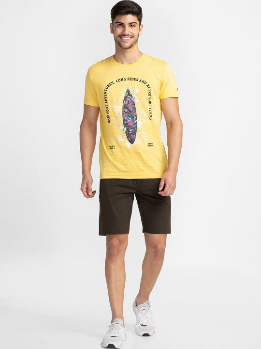 Dark Olive Regular Fit Shorts For Men