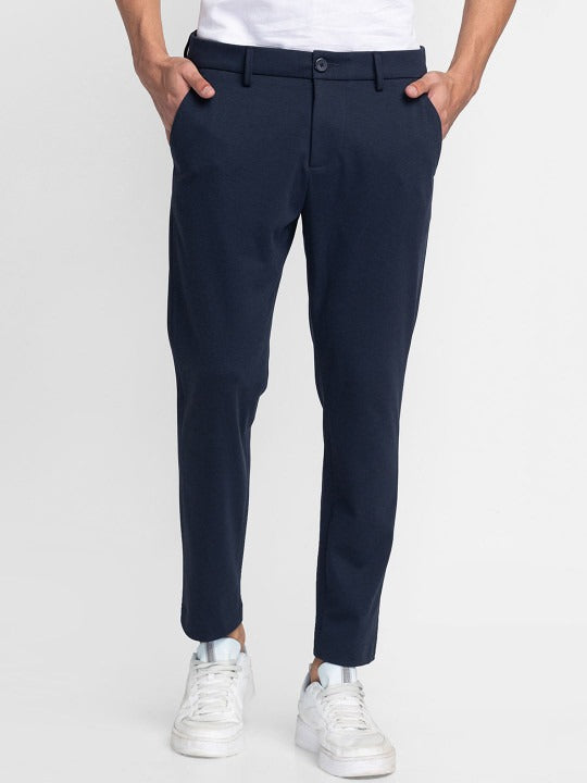Mid Navy Cropped Fit Men's Chinos by Being Human Clothing