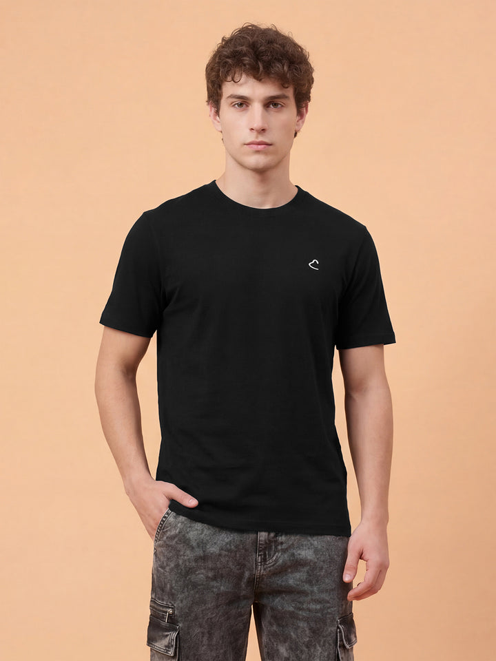 Black Easy Fit Men's Short Sleeves Crew Neck Graphic T-Shirt by Being Human ClothingÂ 