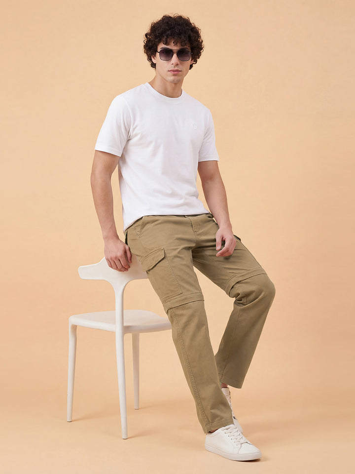 Brown Convertible Men's Mid Rise Cargos