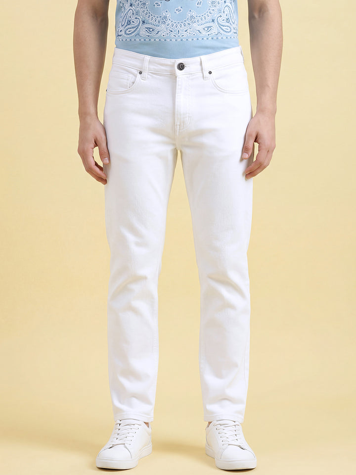 White Boot Cut Fit Men's Mid Rise Jeans by Being Human Clothing