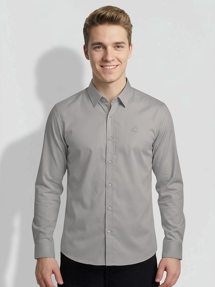 Grey Slim Fit Men's Long Sleeves Casual Shirt by Being Human Clothing