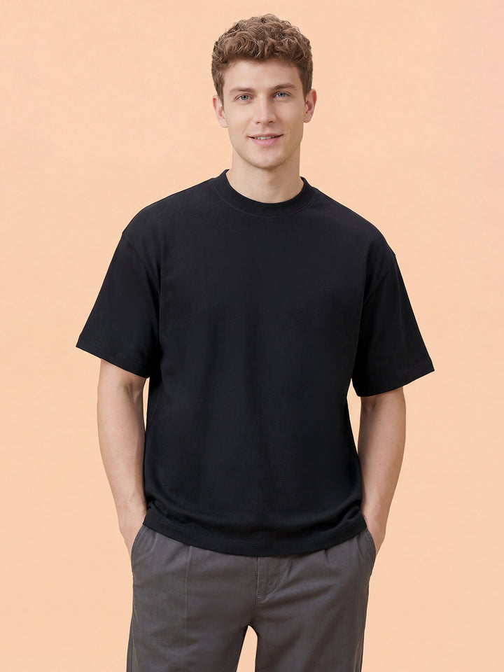 Black Oversized Fit Men's Short Sleeves Crew Neck T-Shirt Â 