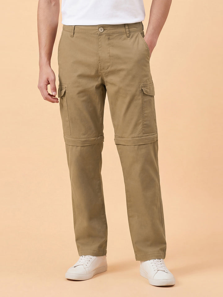 Brown Convertible Men's Mid Rise Cargos by Being Human Clothing 