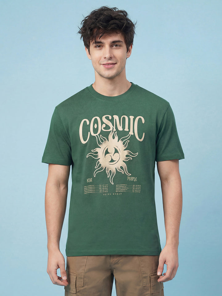 Green Easy Fit Men's Short Sleeves Crew Neck Graphic T-Shirt by Being Human ClothingÂ 