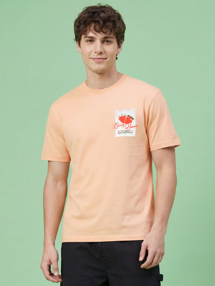Coral Easy Fit Men's Round Neck Short Sleeves Graphic T-Shirt by Being Human Clothing 