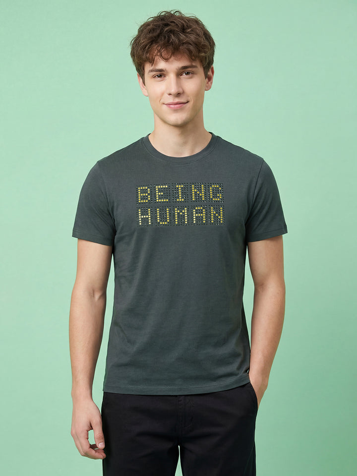 Charcoal Moderno Fit Men's Short Sleeves Crew Neck T-Shirt  