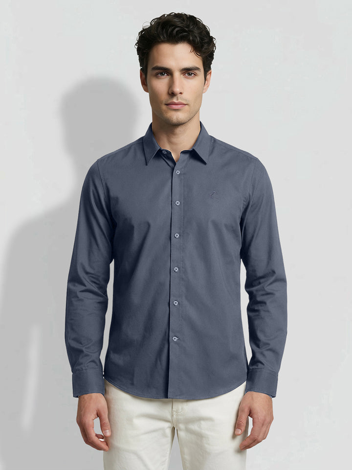 Navy Blue Moderno Fit Men's Long Sleeves Casual Shirt by Being Human Clothing