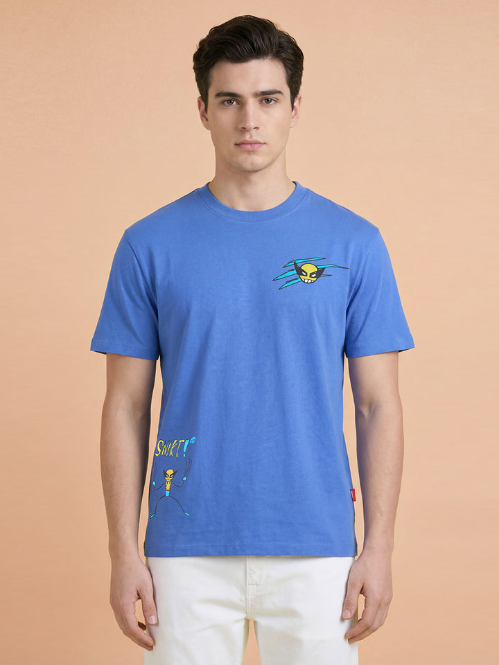 Wolverine Blue Easy Fit Men's Round Neck T-Shirt by Being Human Clothing 